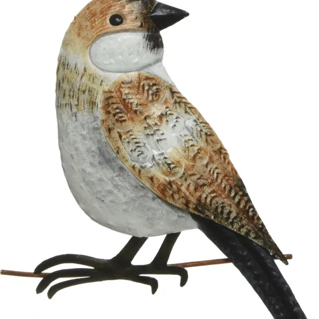 Decoris Decoratie vogel/muurvogel Mus voor in de tuin 38 cm - Tuindecoratie dierenbeeldjes - Tuinvogels/muurvogels Bruin