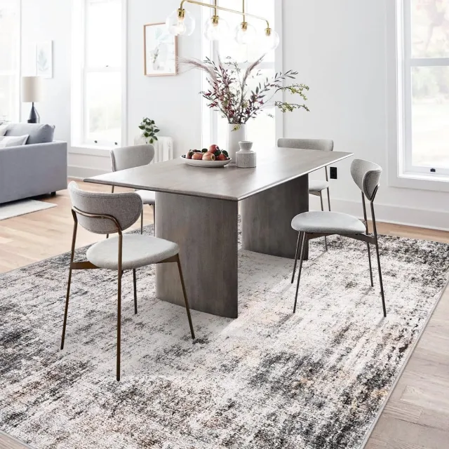 Ibenzoa Stijlvolle Retro Vloerkleed voor Woonkamer en Slaapkamer met Antislip Onderzijde, 160x230cm grijs