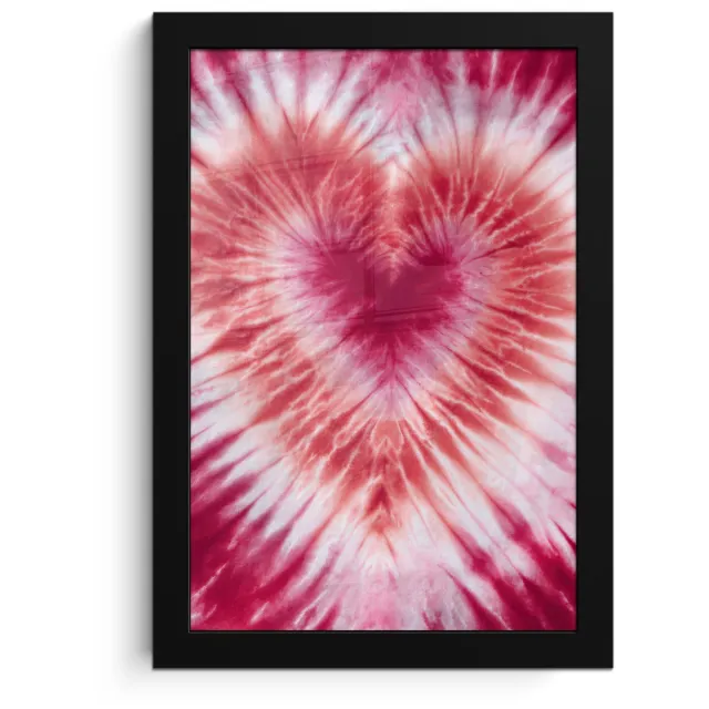 FrameYourWall Poster in lijst - Fotolijst 20x30 cm - Posters - Hartvorm - Roze - Tie dye - Posterlijst zwart - Decoratie - Wanddecoratie woonkamer - Muurdecoratie slaapkamer Hartvorm - Tie dye