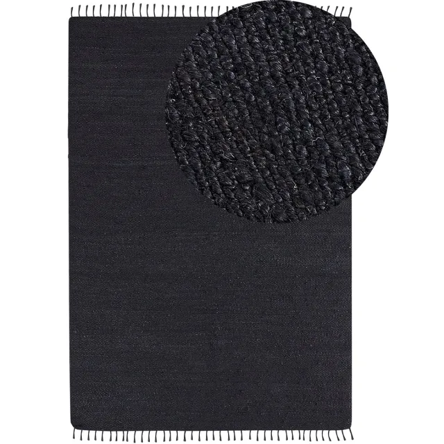 Beliani SINANKOY - Laagpolig tapijt - Zwart - 160 x 230 cm - Jute