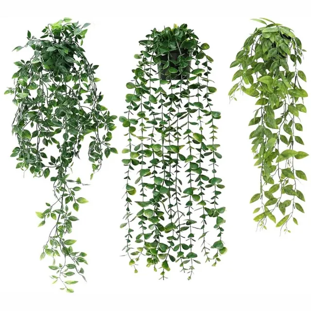 Unyqoos Set van drie decoratieve kunstplanten in potten voor binnen en buiten Groen