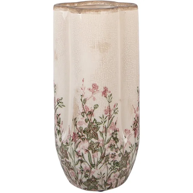 Clayre & Eef Vaas Ø 15x30 cm Beige Keramiek