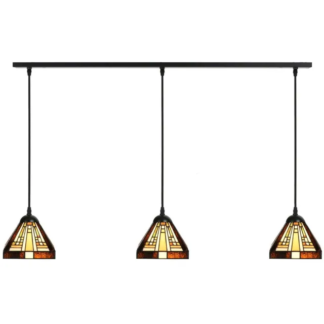 Coloured by Art 3 x Tiffany Rising Sun Small lampen aan plafondbalk - Art Deco Trade Zwart