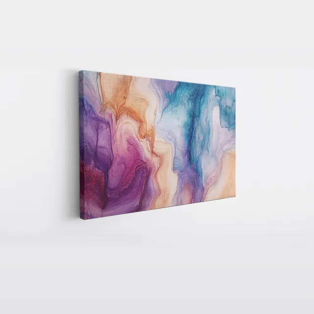 Saammp Canvas Schilderij - Kleurrijk marmer - Abstract - 45x30 - Foto op canvas - Wanddecoratie - Muurdecoratie Woonkamer - Slaapkamer decoratie - Canvas Print Multicolor