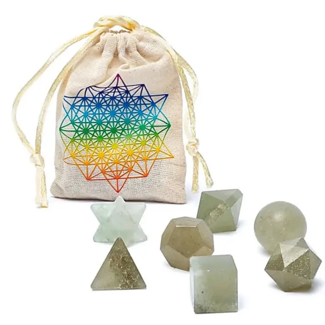 Mani Bhadra Aventurijn heilige geometrie set 7-delig groen