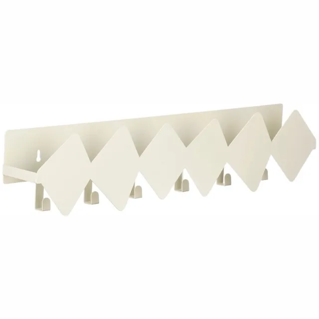 Mica Decorations Cello Kapstok Off White - Wandkapstok met Zigzagdesign - Gemaakt van Stevig IJzer - Ideaal voor Jassen, Tassen en Accessoires - 58 x 8 x 13 cm - Kleur Wit