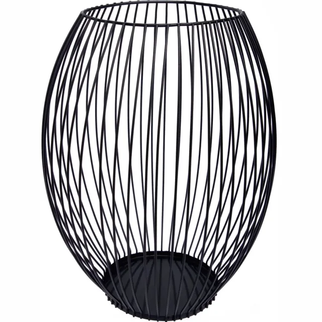 QUVIO Kaarsenhouder met frame - Kaarsenstandaard - Kaarsenhouder zwart - 24 cm - Rond - Metaal - Zwart