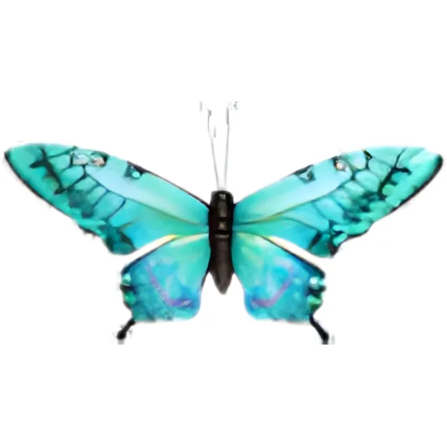 Pro Garden Wanddecoratie vlinder - aqua - 49 x 34 cm - metaal - muurdecoratie / schutting / tuin