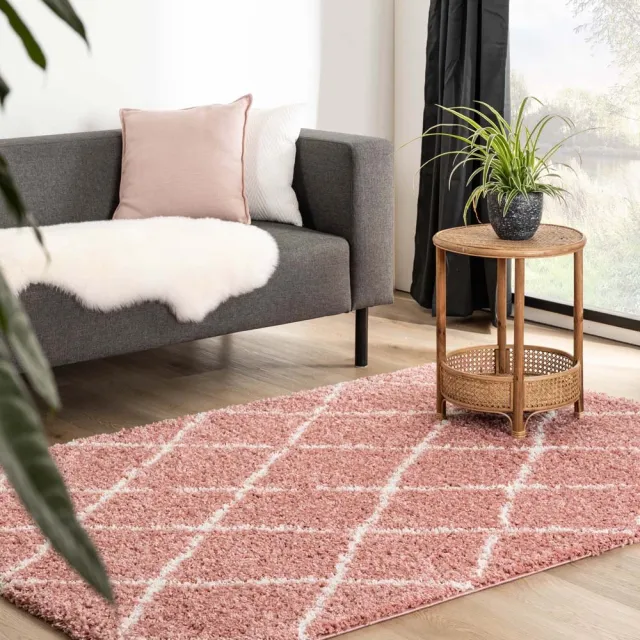 Boho&me Berber vloerkleed - Habitat roze/wit 120x170