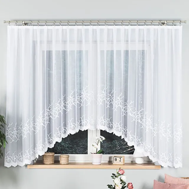 Markizeta Bakaro Serie - Kant en Klare Jacquard Gordijn - 420x160 cm - Subtiel Patroon - Eenvoudige Bevestiging Wit