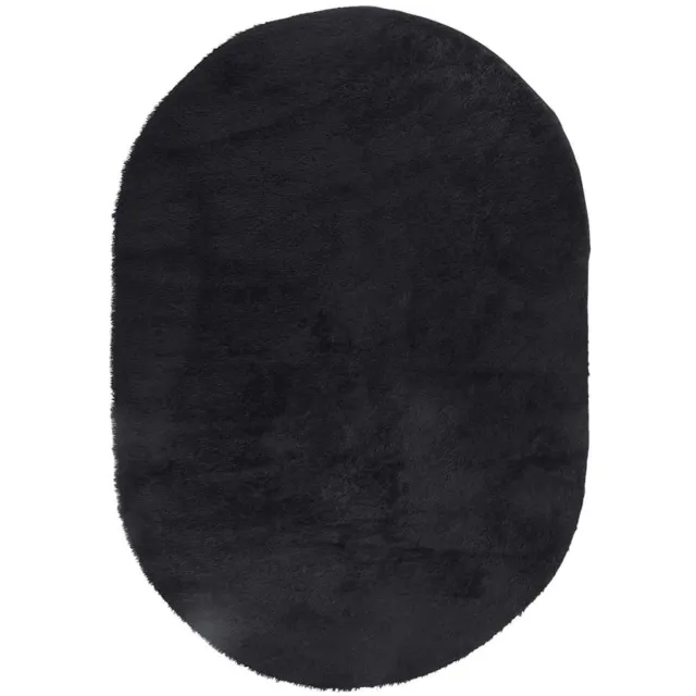 vidaXL Hoogpolig - vloerkleed - NAVARRA - cm - polyester - zwart