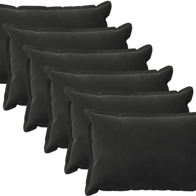 vidaXL Dekenkussen - 6 - st - HOUTEN - Zwart - 30 - x - 50 - cm - fluweel 30 x 50 cm