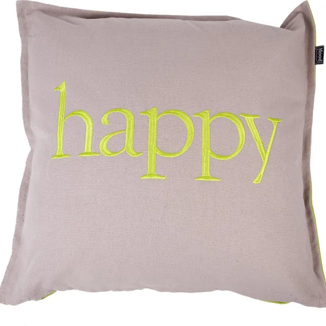 In The Mood Happy - Sierkussen - 50x50 cm - Kiezel/Lime Groen