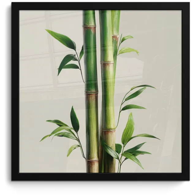 FrameYourWall Poster in lijst - Fotolijst 40x40 cm - Posters - Bamboestengels - Sierlijk - Groen - Posterlijst zwart - Decoratie - Wanddecoratie woonkamer - Muurdecoratie slaapkamer