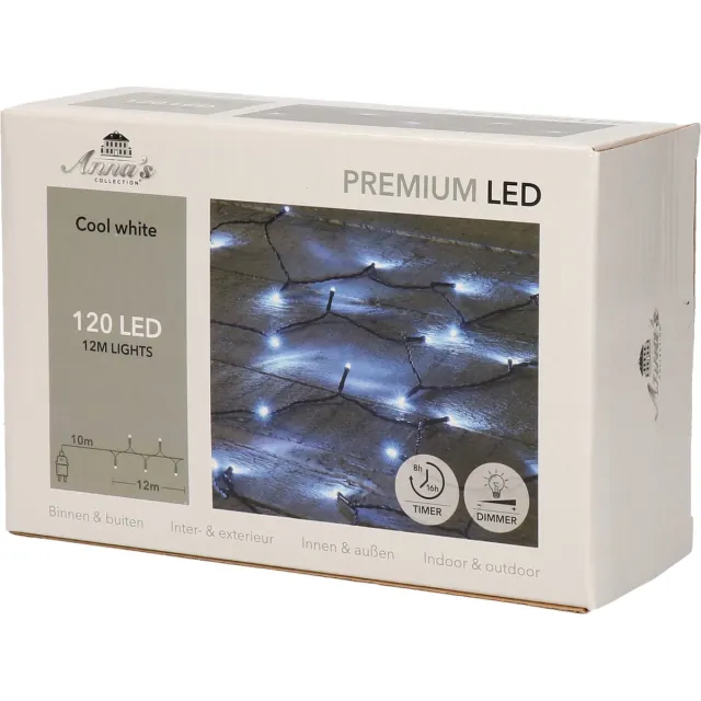 CBD Anna's Collection Kerstverlichting - helder wit - 120 leds - 12 meter - dimmer - timer - IP44 - lichtsnoer