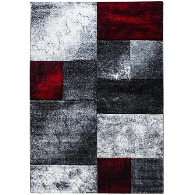 Dutch XXL Modern Vloerkleed | Tapijt | Hawaii | Blokken | Rood | 280x370 cm