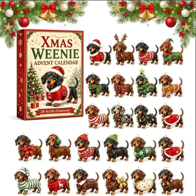Mrilary Kerst Adventkalender Hond – 24-daagse Aftelkalender met 24-delige Hondencollectie – Cadeau & Decoratie voor Dierenliefhebbers – Sinterklaasavond Verrassing