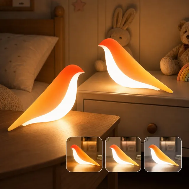 Rosnek 2 Stuks Wipwap Vogel Nachtlampje met Aroma Diffuser - Draadloos Touch Dimbaar Tafellamp - 3 Kleuren LED Bureaulamp - Oplaadbaar - Kleurverloop Multicolor