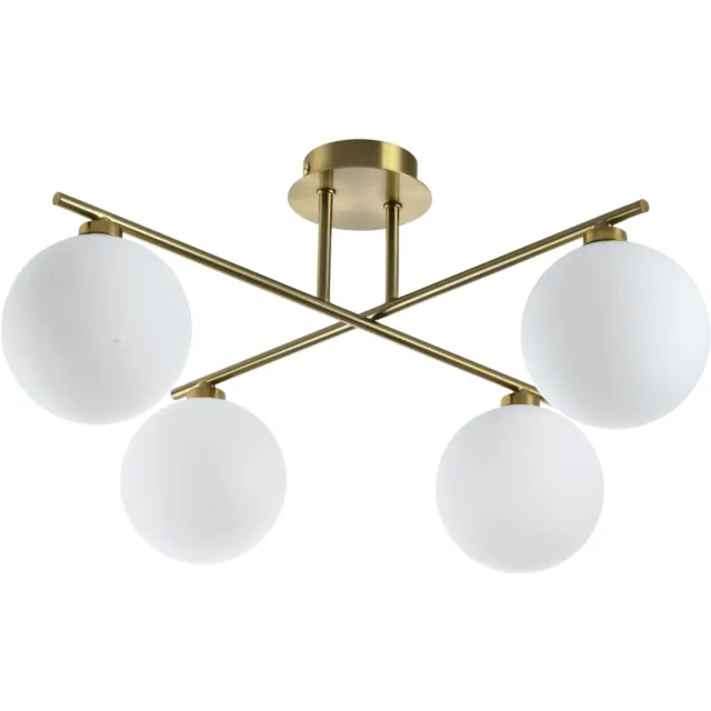 KOSILUM Milanoa - Plafondlamp - Messing en wit - IJzer en glas