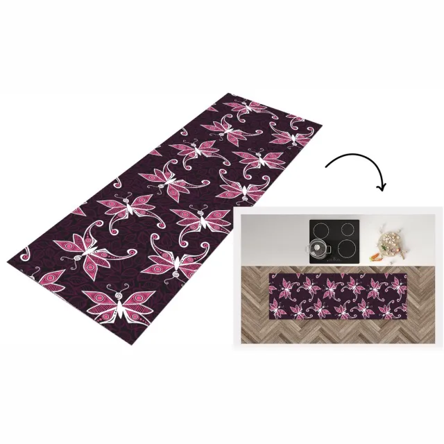 KitchenYeah Keukenloper - Loper keuken - Vlinders - Patronen - Roze - Keukenloper vinyl, foto 2