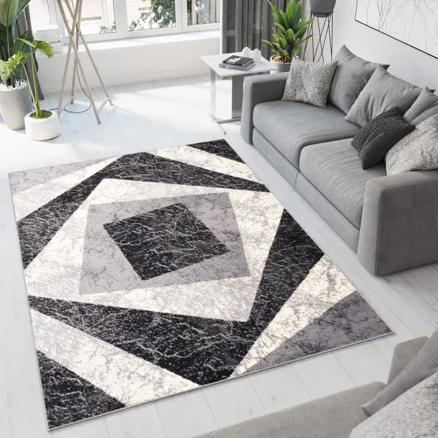 Tapiso Dream Vloerkleed Grijs Modern Geometrisch Woonkamer Tapijt