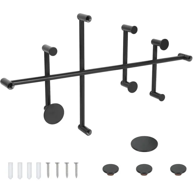 Unyqoos Moderne metalen wandgarderobe met tien stevige haken voor diverse ruimtes Zwart