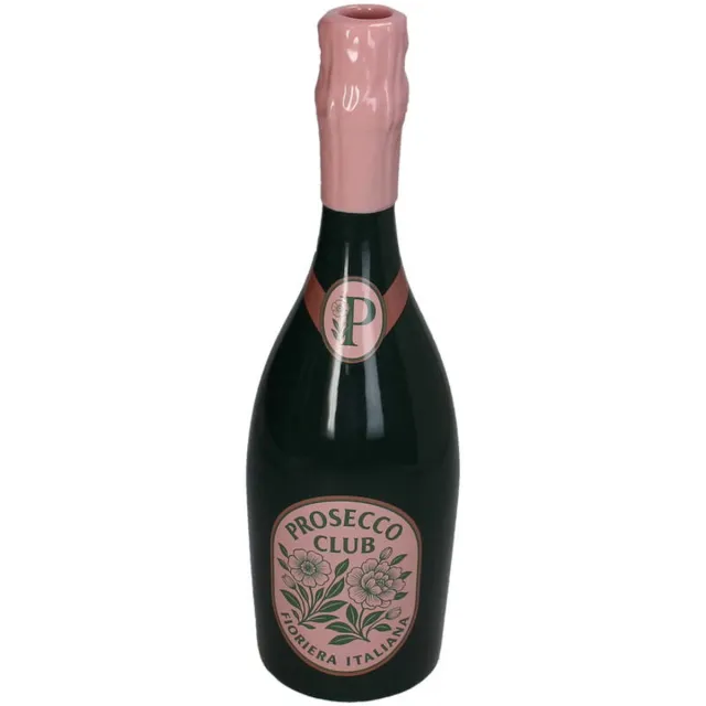 HD Collection Kersten vaas keramiek prosecco fles 9.8x32cm groen
