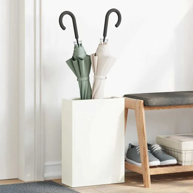 vidaXL Regen paraplu standaard Wit 28 x 12 x 41 cm Staal