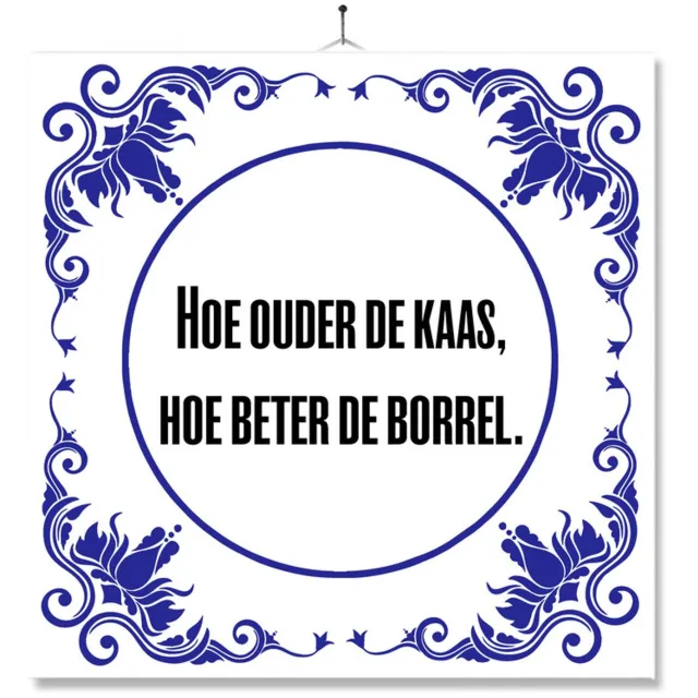 MC Living Tegel Met Opdruk | Hoe ouder De Kaas | Cadeau | Inclusief Geschenkdoos | Standaard | Ophangsysteem Multi-Color