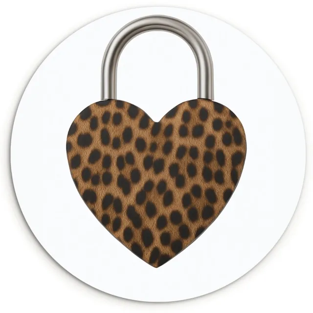 WallCircle Wandcirkel 90x90 cm - Muurcirkel Slot - Hartvormig - Bruin - Panterprint - Muurdecoratie woonkamer - Wanddecoratie slaapkamer - Kamer decoratie accessoires - Ronde schilderijen