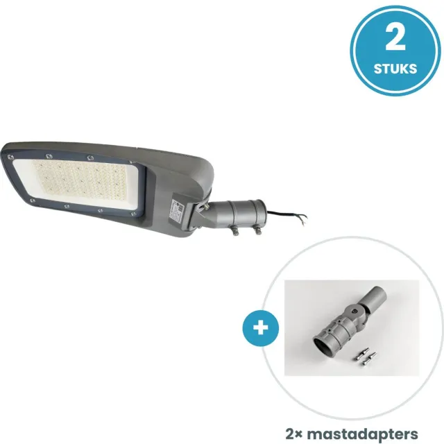 Tsong LED Straatverlichting 150W 25500lm - Koelwit 4000K - IP66 - 2 stuks - Incl. 2 mastadapters - 230V