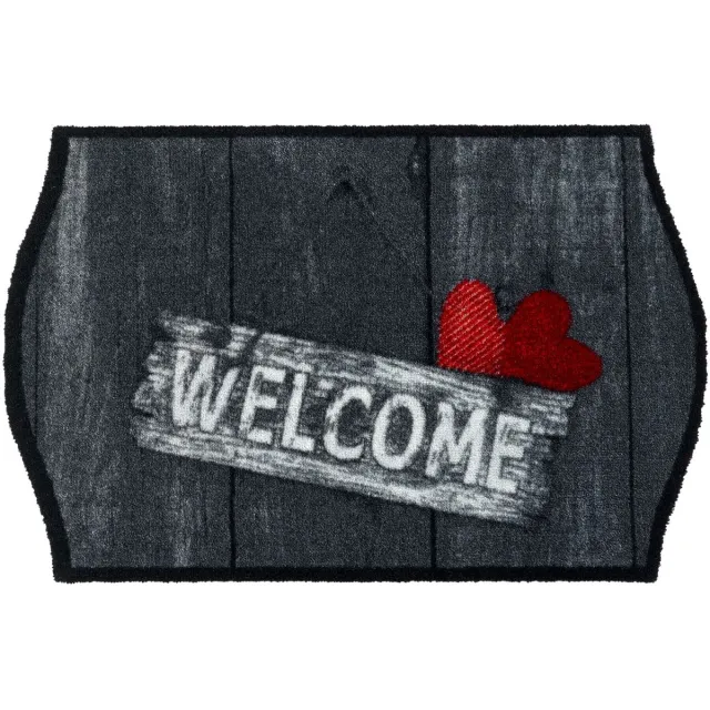 MD-Entree MD Entree - Deurmat - Schoonloopmat - Elegance - Welcome Hearts - 50 x 75 cm Grijs