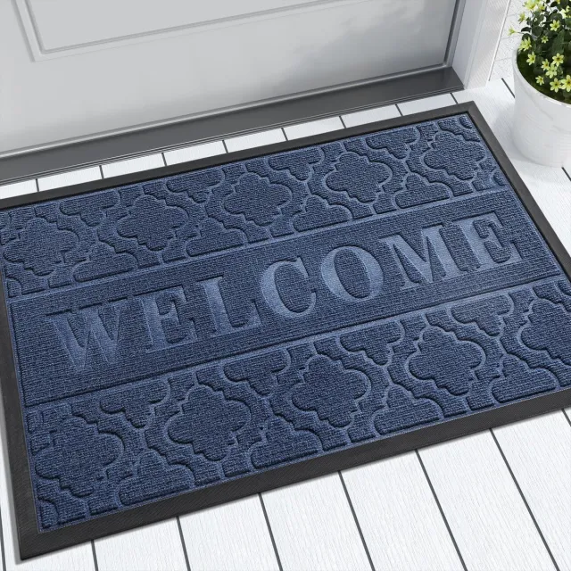 Ibenzoa Vloermatten - Antislip en Wasbare Deurmat voor Binnen en Buiten, 75 x 43 cm, Blauw