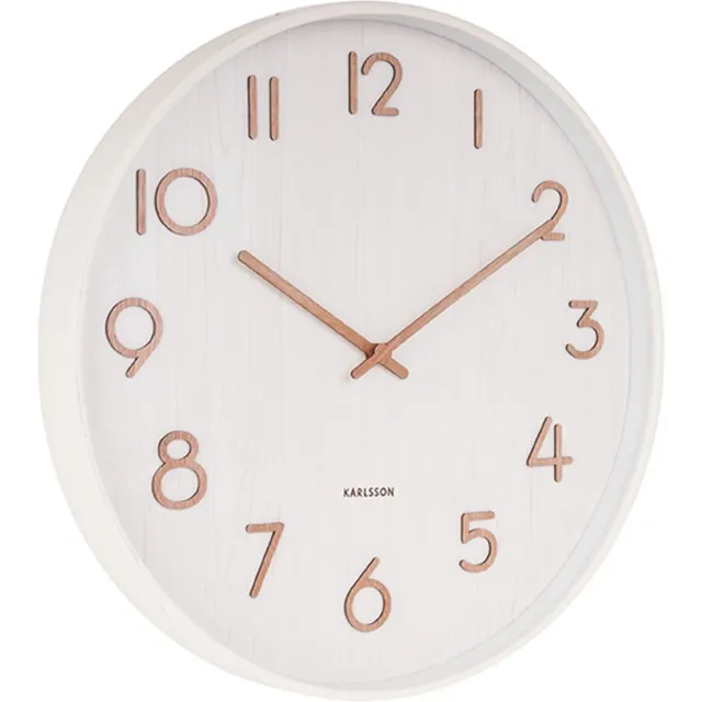 Karlsson Wandklok Pure - Wit lindehout - Large - Ø60cm - Scandinavisch