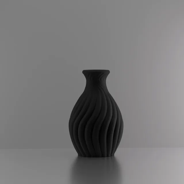 3d-gezellig Snoepje - Vaas - Waterdicht - Zwart - Maat 25 cm - Kunststof - Modern - Bloemenvaas -100% gerecycled PLA (bioplastic)