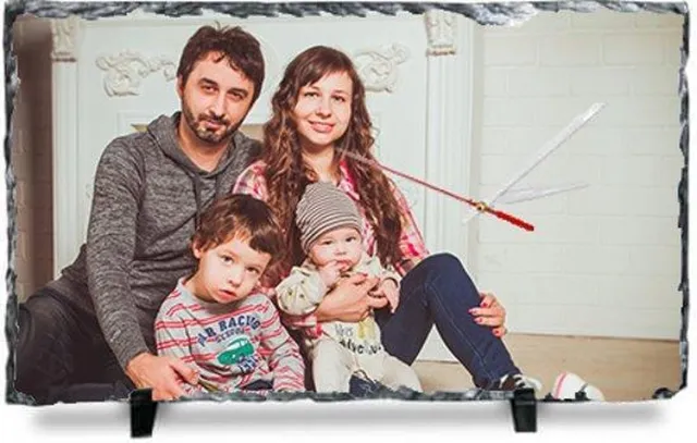 Passie voor Stickers Foto op leisteen met klok 40x25cm Zwart