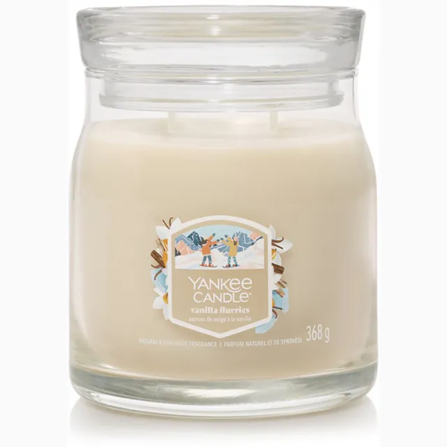 Yankee Candle Vanilla Flurries Medium Jar Geurkaars - 50 branduren - twee lonten Crème