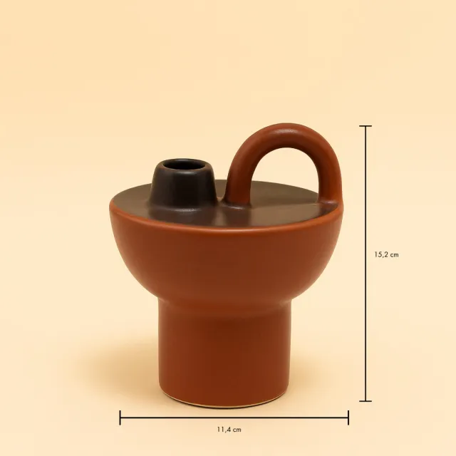 everdesistudio Loop Keramische Kaarsenhouder Large - H15cm - Ever Desi Studio Bruin