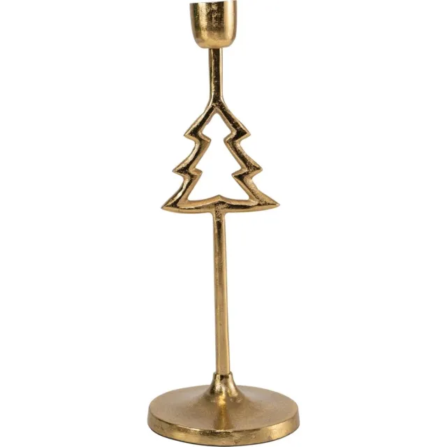 Lesliliving Kandelaar Kerstboom Metaal Goud Ø10x28cm
