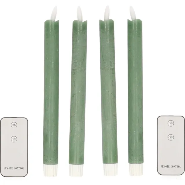 Anna's Collection LED dinerkaarsen - 4x - jade groen - 23 cm - met afstandsbediening Olijf groen