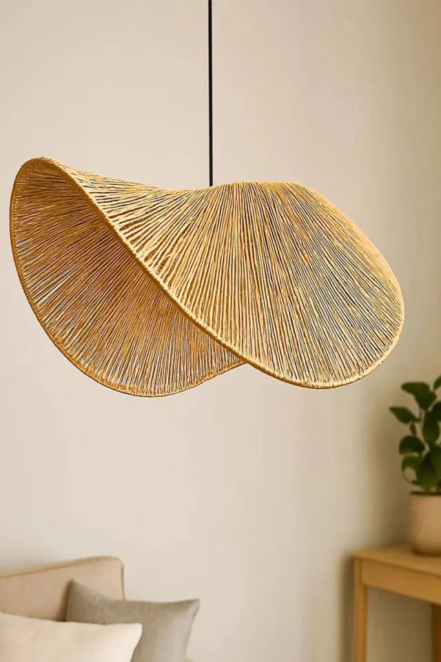 Vente-unique Asir - Kroonluchter - Mosterd - PLASTIC BEHUIZING - 50 x 53 x 50 cm