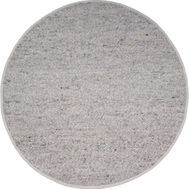 Veer Carpets Vloerkleed Stone Licht Grijs 421 - Rond ø160 cm - Wollen Design Vloerkleed in Scandinavische / Japandi Stijl