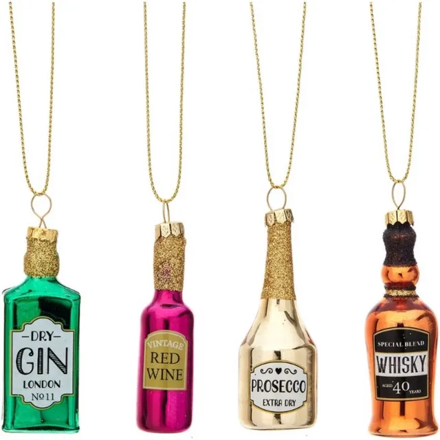 Sass & Belle Sass & Bell - Kersthangers Drankflesjes - 4 stuks - Kerstdecoratie multicolor