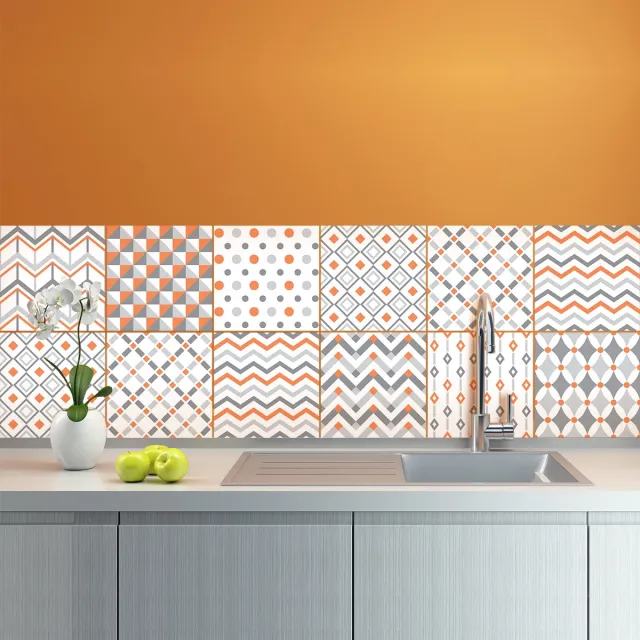 Ambiance Sticker Zelfklevende tegelmuurstickers voor keuken en badkamer - 9 etnische Bolinao tegelstickers - 9 stickers 20x20cm Multi color