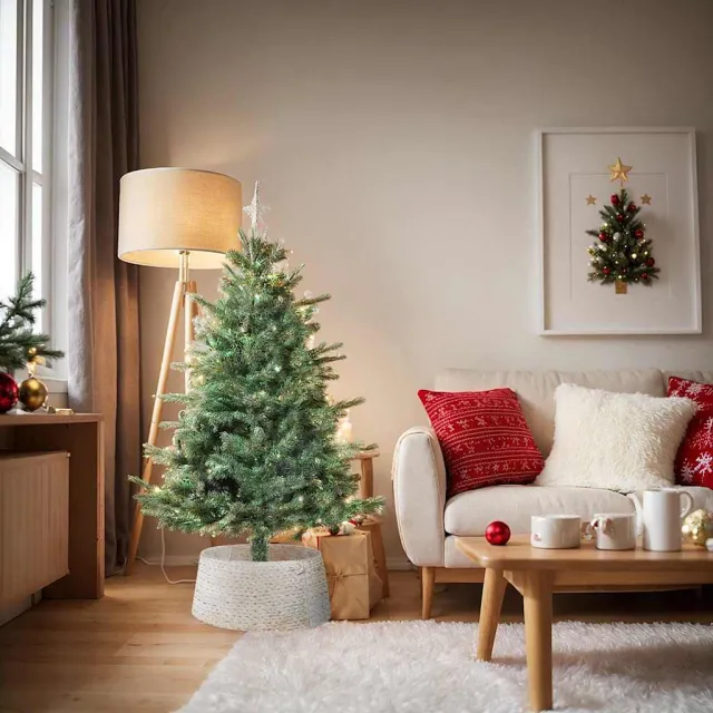 vidaXL Kerstboomkraag Rond Wit Dia. 60 x 22 cm Waterhyacint
