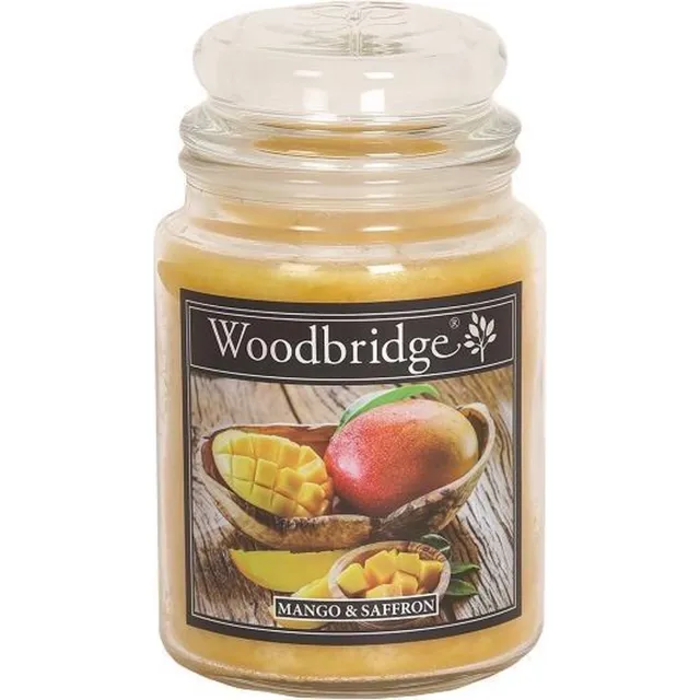 Woodbridge Mango & Saffron 565g Large Candle met 2 lonten oker geel