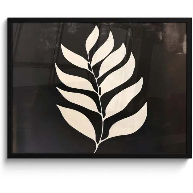 FrameYourWall Poster in lijst - Fotolijst 70x50 cm - Posters - Blad - Wit - Minimalistisch - Posterlijst zwart - Decoratie - Wanddecoratie woonkamer - Muurdecoratie slaapkamer