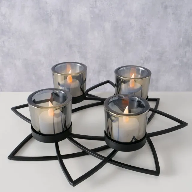 Elenyi Metalen kaarsenhouder ELENYI, hoogte 8 cm zwart