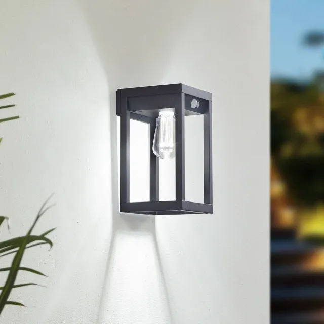 Lindby slimme wandlamp buiten - RGB - met dimmer - 1licht - Aluminium, kunststof - H: 27 cm - zwart, transparant - Inclusief lichtbron