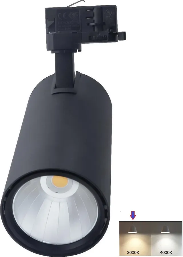 TulpLux LED tracklight/railspot voor 3-fase railverlichting 30w 4000lm zwart 3000k